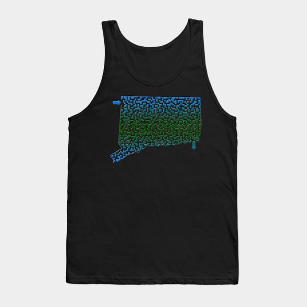 Connecticut State Outline Maze & Labyrinth Tank Top by gorff